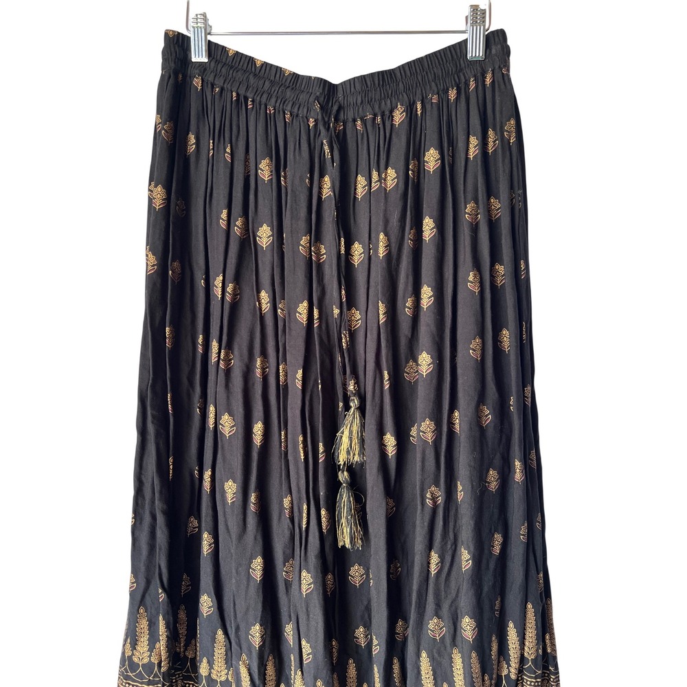 Gypsie Blu Women's Gold Foil Print Black RAYON Wear Boho Skirts size Medium - Picture 4 of 11